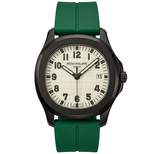 Green Silicone Strap Analog Watch with White Dial & Date Display