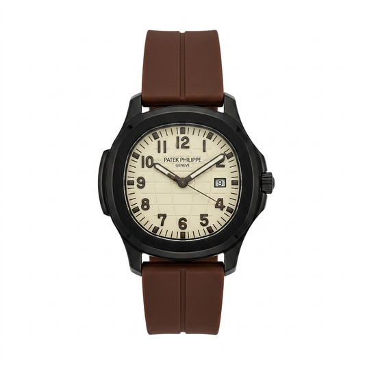 PP Classic Brown Silicone Strap Analog Watch with Date Display