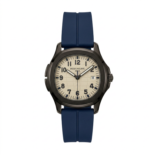 PP Blue Silicone Strap Classic Analog Watch with White Dial