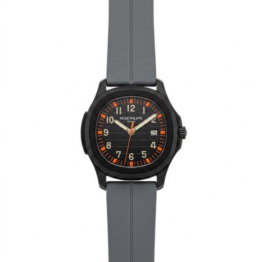 PP Grey Silicone Strap Black Dial Analog Watch with Date Display