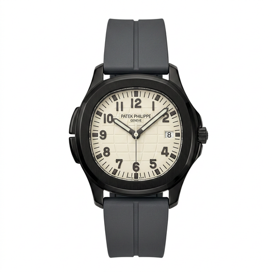 PP Grey Silicone Strap Black Dial Analog Watch with Date Display