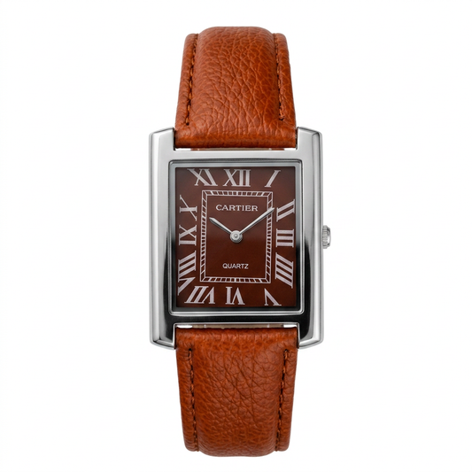 Cartier Leather Strap Rectangle Dress Watch