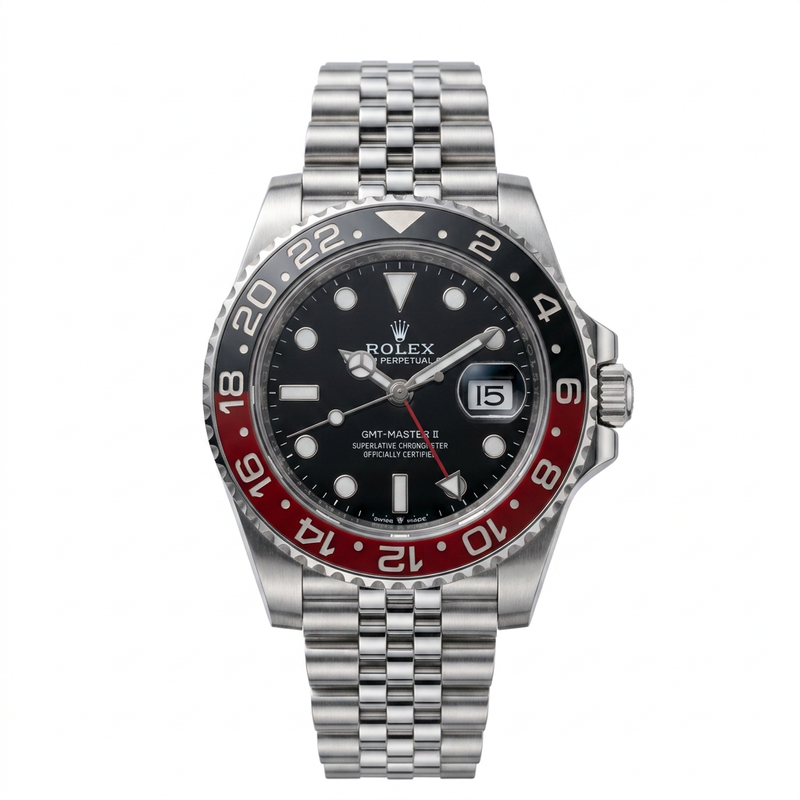 RLX Premium Gold Tone GMT-Master II Style Luxury Watch with Rotating Bezel